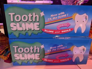 Tooth Slime toothpaste - it's a pretend toothpaste in Meow Wolf.