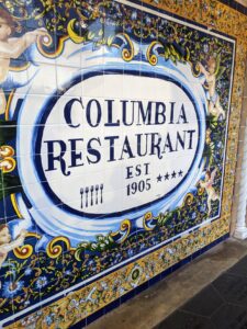 Sign for the Columbia Restaurant in Ybor City, Tampa, Florida. Est. 1905.