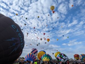 Mass ascension at the Albuquerque Balloon Fiesta. It was crazy cool! So many hot air balloons!